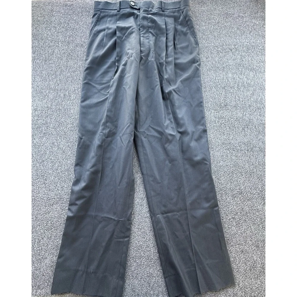 Roberta di Camerino Pants Mens Size 50 Dark Gray Striped Suit Pleated Pockets‎
